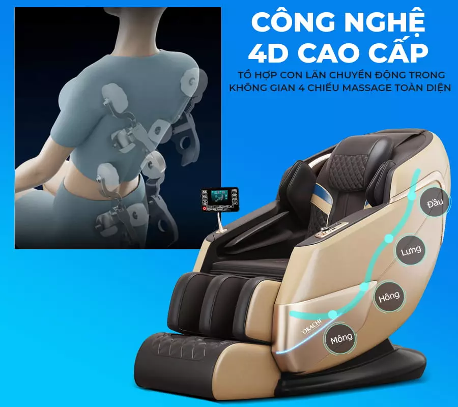 Ghế massage toàn thân OKACHI 4D JP-I65 cao cấp