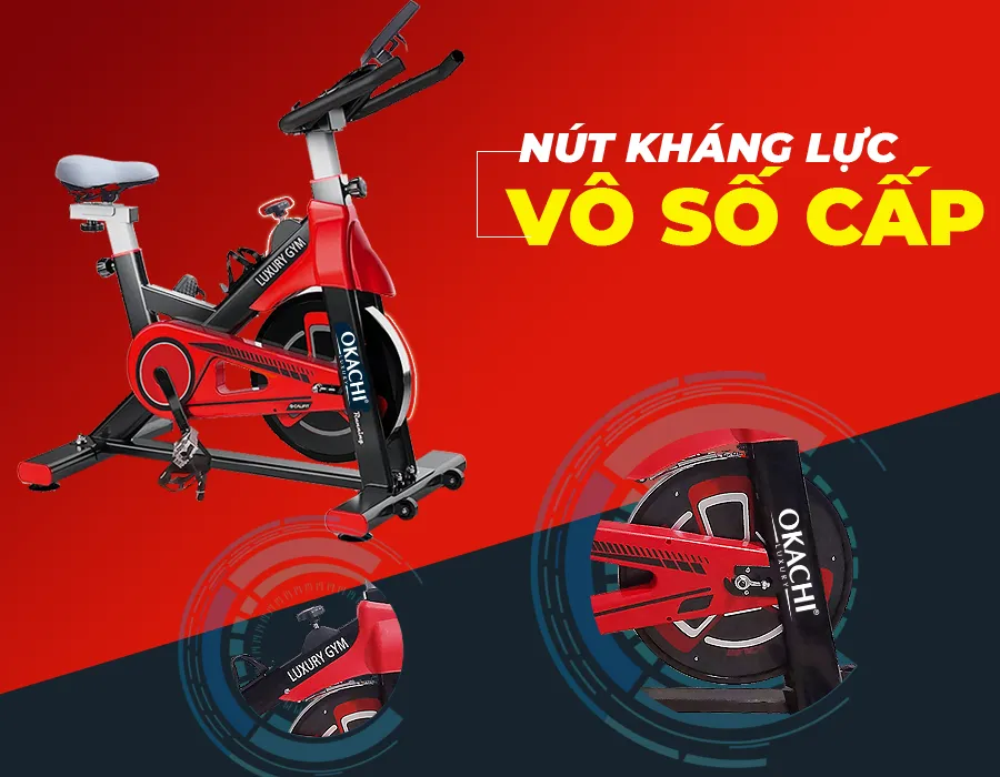 Xe đạp thể dục Okachi Luxury JP-390A (màu Đỏ)