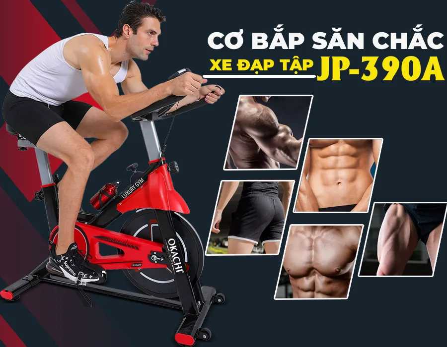 Xe đạp thể dục Okachi Luxury JP-390A (màu Đỏ)