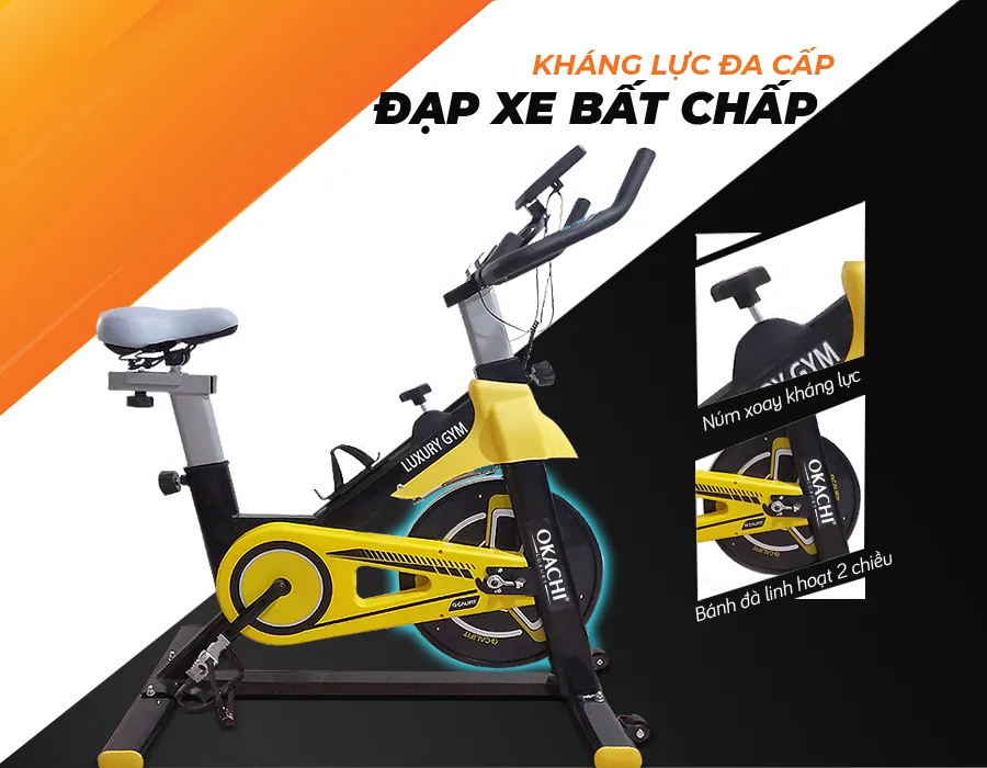 Xe đạp thể dục tại nhà Okachi Luxury JP-390A (màu Vàng)