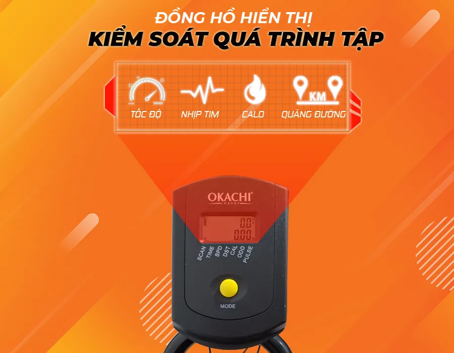 Xe đạp thể dục tại nhà Okachi Luxury JP-390A (màu Vàng)