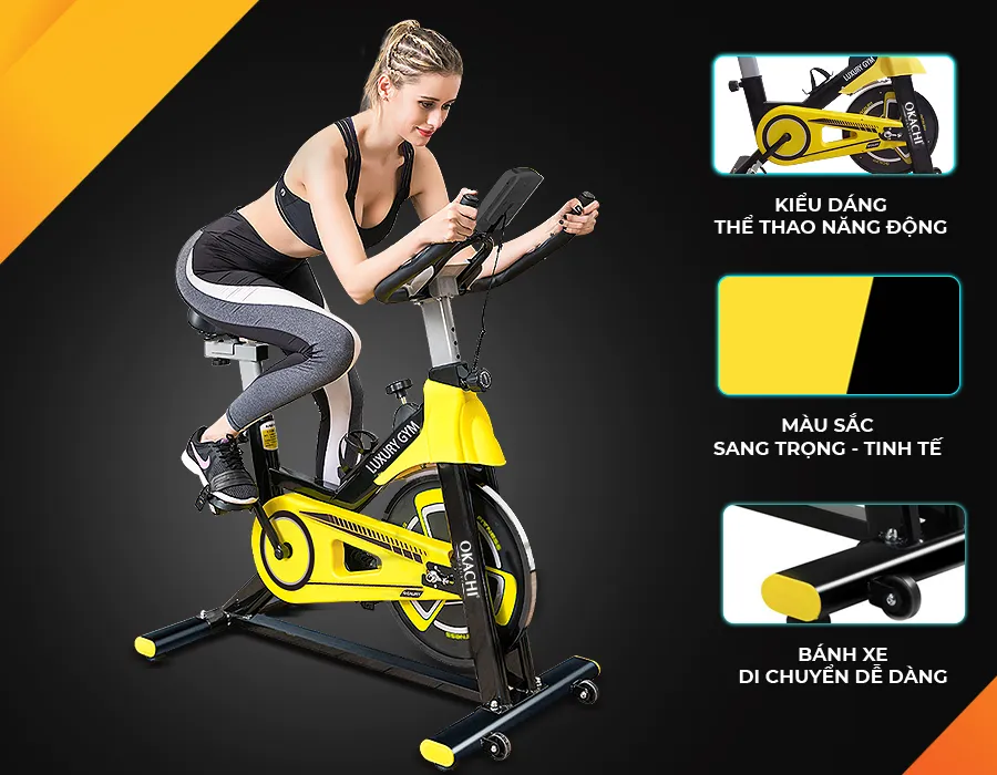Xe đạp thể dục tại nhà Okachi Luxury JP-390A (màu Vàng)