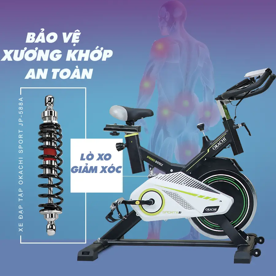 Xe đạp tập thể dục toàn thân OKACHI SPORT JP-588A màu đen
