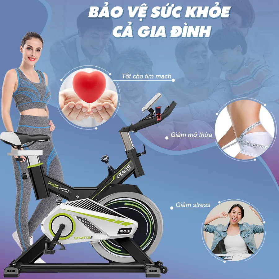 Xe đạp tập thể dục toàn thân OKACHI SPORT JP-588A màu đen