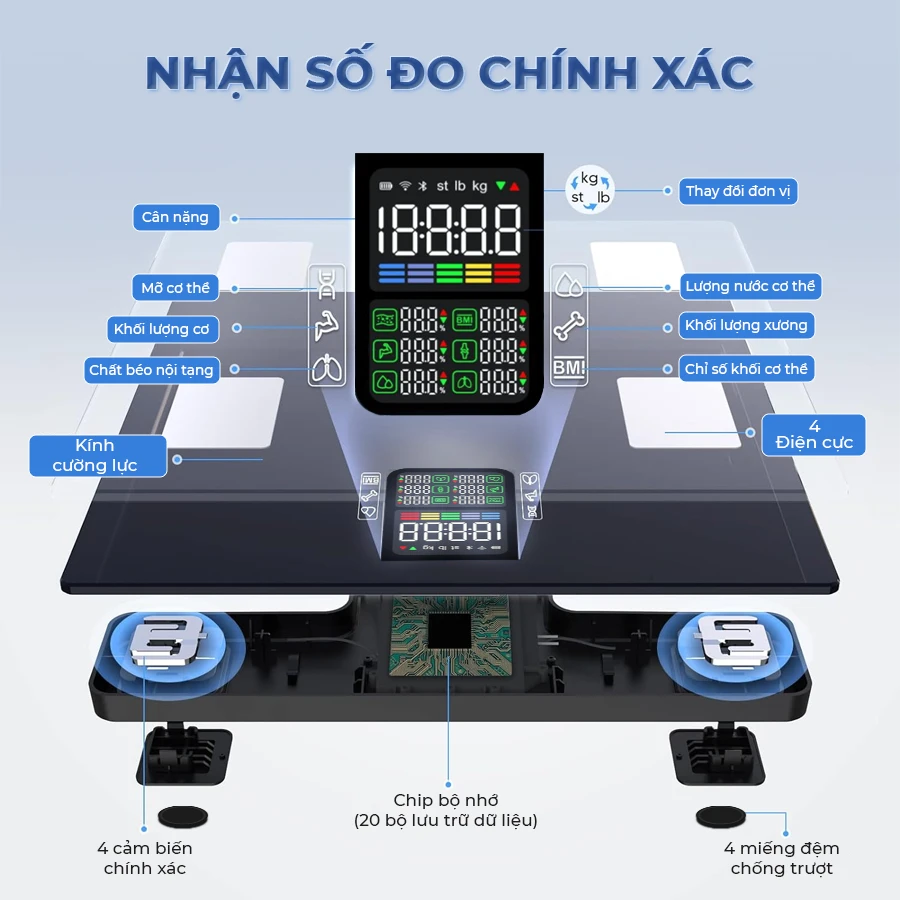 Cân sức khỏe và phân tích cơ thể OKACHI JP-SC50
