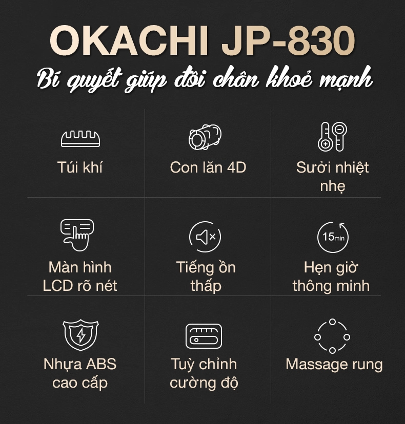 Máy massage bàn chân bắp chân OKACHI JP-830 cao cấp