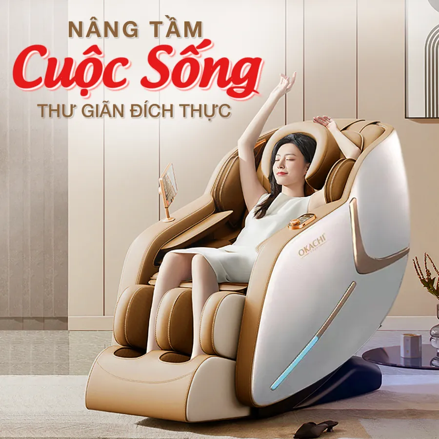 Ghế Massage Toàn Thân OKACHI LUXURY JP-368 (trắng nâu)