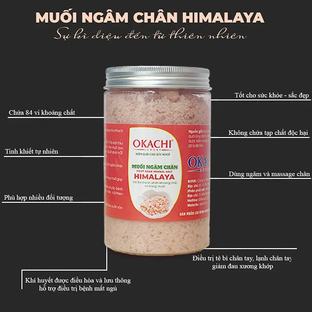 Muối ngâm chân Himalaya OKACHI 500G